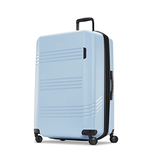 eBags E.V.M. Large Hardshell 31-Inch Checked Spinner Suitcase (Sky Blue), TSA-Friendly Lock