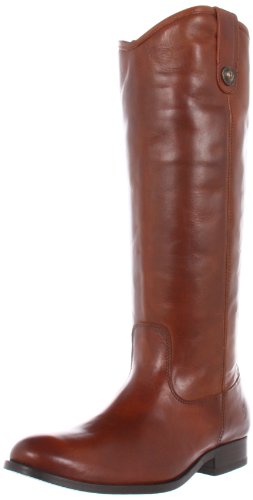 Frye Melissa Button Lug Equestrian-Inspired Tall Boots for Women Made from Hard-Wearing Vintage Leather with Antique Silver Hardware and Leather Outsole – 15 ¼” Shaft Height, Cognac Smooth - 9M