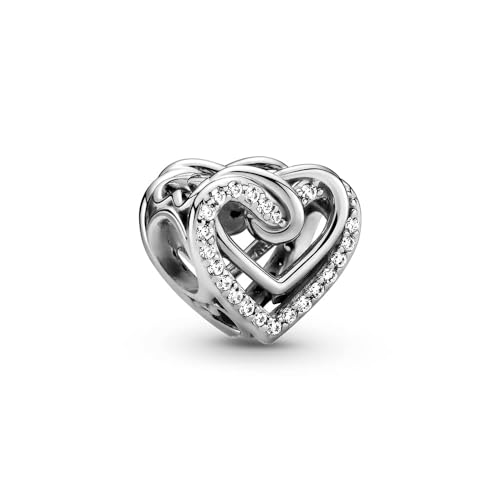 Pandora Sparkling Entwined Hearts Charm Bracelet Charm Moments Bracelets - Stunning Women's Jewelry - Gift for Women - Made with Sterling Silver & Cubic Zirconia, No Gift Box