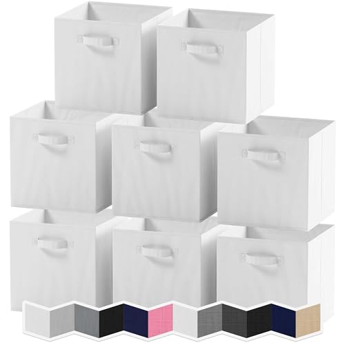 NEATERIZE Cube Storage Baskets for Organizing - 13x13 Inch - Set of 8 Heavy-Duty Storage Cubes for Storage and Organization. Perfect Bins for Cubby Storage Boxes Or Cube Storage Organizer (White)