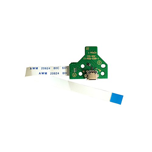 ProMaxi Rinbers USB Charging Port Socket Board JDS-011 for SONY PS4 2nd Gen Controller with 12 Pin Power Switch Ribbon Cable