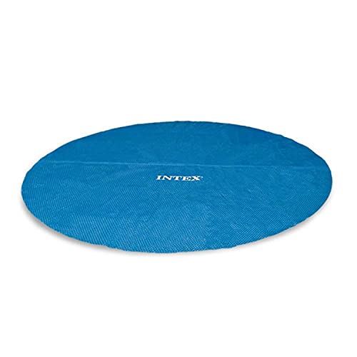 Intex 29025E 18 Foot Round Easy Set Vinyl Blue Solar Cover for Swimming Pools with Carrying Bag and Drain Holes, (Pool Cover Only)