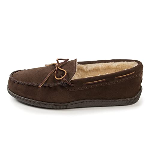 Minnetonka Men's Pile Lined Hardsole Slipper,Chocolate,10 M US