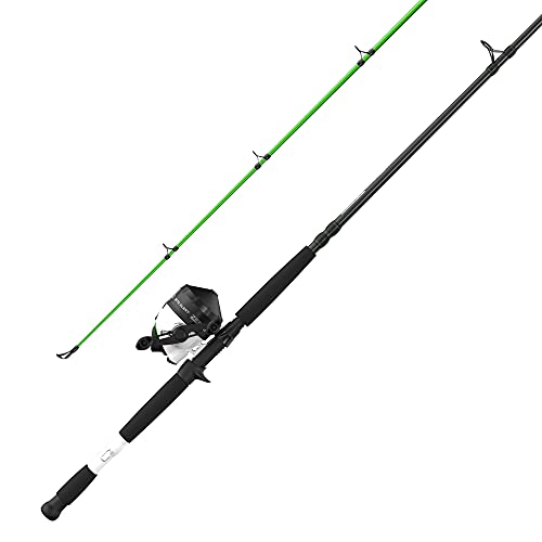 Zebco Bite Alert Spincast Reel and Fishing Rod Combo, 7-Foot 2-Piece Fiberglass Rod with Built-in Hook Keeper, Electronic Bite Alert Fishing Reel with Ceramic Pick-Up Pin and Dial-Adjustable Drag