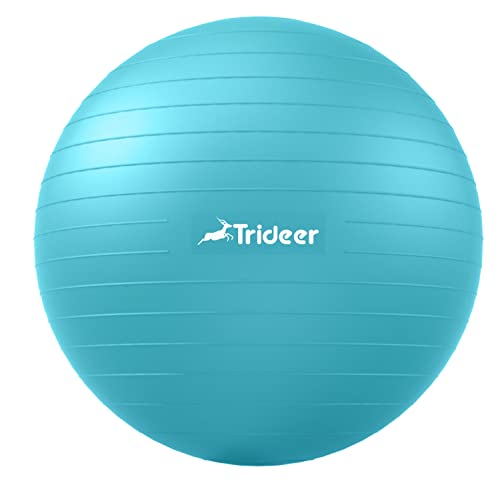 Trideer Yoga Ball - Exercise Ball for Workout Pilates Stability - Anti-Burst and Slip Resistant for Physical Therapy, Birthing, Stretching &Core Workout, Office Ball Chair, Flexible Seating, Home Gym