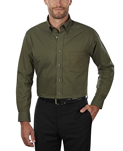 Van Heusen Men's Dress Shirt Regular Fit Oxford Solid, Dark Green, XX-Large