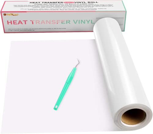 HTVRONT Heat Transfer Vinyl White HTV Rolls - 12' x 15ft White Iron on Vinyl for Cricut & Silhouette Cameo, White HTV Vinyl for Shirts - Easy to Cut & Weed for Heat Vinyl Design
