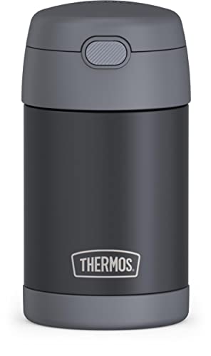 THERMOS FUNTAINER Insulated Food Jar – 16 Ounce, Matte Charcoal – Kid Friendly Food Jar with Foldable Spoon