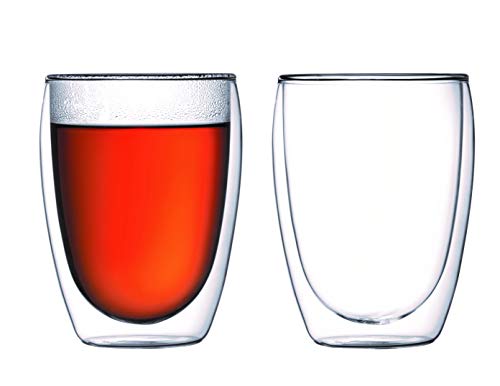 Bodum Pavina Double Wall Insulated Glasses, Borosilicate Glass, 12 Oz., Set of 2, Clear