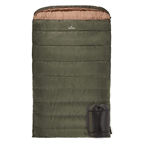 TETON Sports Mammoth Queen Size Sleeping Bag- Double Sleeping Bag – A Warm Bag the whole family can enjoy – Great Sleeping Bag for Camping, Hunting and base camp. Compression Sack Included
