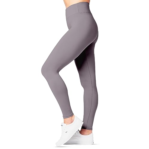 SATINA Womens High Waisted Leggings -, Leggings for Regular & Plus Size Women, 3 Inch Waistband, Lilac Gray, One Size