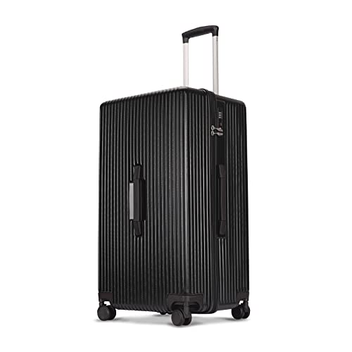 GinzaTravel Trunk Luggage, 28 Inch Luggage with Spinner Wheels, Scratch resistant texture Lightweight PC material with TSA Lock（Family Travel Series ） (Black)