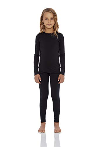 Rocky Thermal Underwear For Girls (Long Johns Thermals Set) Shirt & Pants, Base Layer w/Leggings/Bottoms Ski/Extreme Cold (Black - Medium)