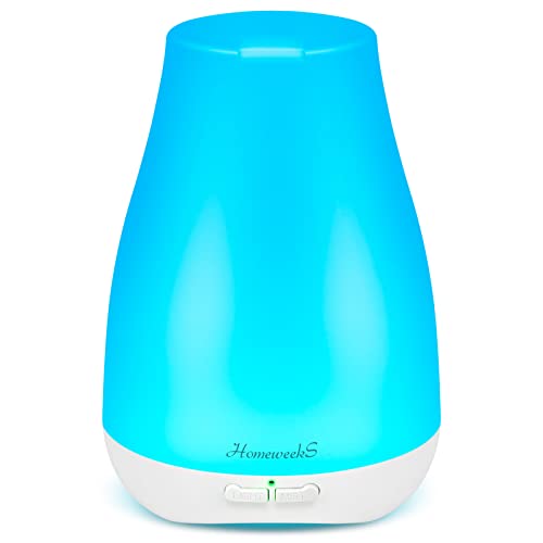 Homeweeks Diffusers, 100ml Colorful Essential Oil Diffuser with Adjustable Mist Mode,Auto Off Aroma Diffuser for Bedroom/Office/Trip (100 ML 1 Pack)