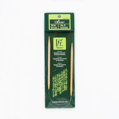 Clover Takumi Bamboo Circular Knitting Needles 24-inch-Size 8/5mm, 2.5 x 9.36 x 23.18 cm, Multicoloured