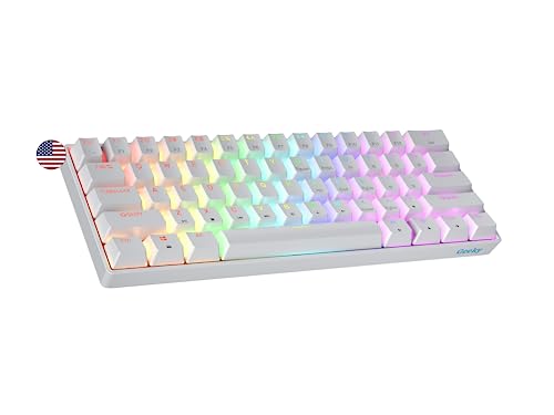 Geeky GK61 60% | Hot Swappable Mechanical Gaming Keyboard | 61 Keys Multi Color RGB LED Backlit for PC/Mac Gamer | ANSI US American Layout (White, Mechanical Speed Silver)