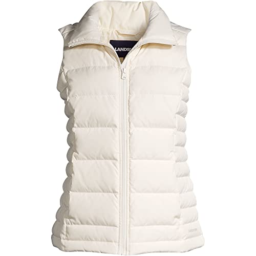Lands' End Womens Puffer Down Vest Ivory Petite X-Large