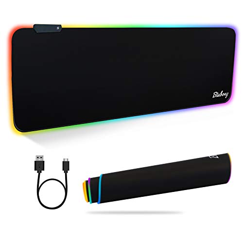 RGB Gaming Mouse Pad, Large Expanded Soft LED Mouse Pad with 14 Light Modes, Anti-Slip Rubber Base for Computer Keyboard Mat, 31.5'x11.8'x0.16' (XL)