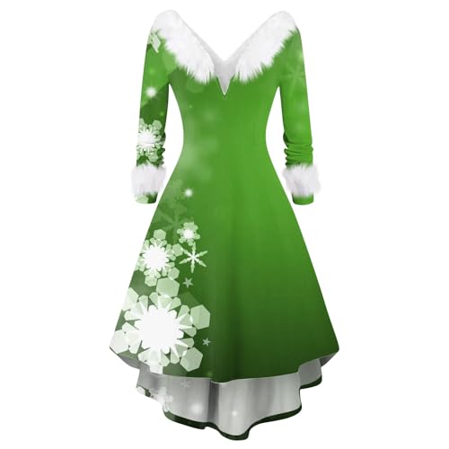 Generic Sun Dresses for Women 2023 Casual Pink Dresses for Women 2023 Vintage Dress for Women Christmas Womens Tops Women Dresses Fall Red Winter Dress（1-Green,Medium）