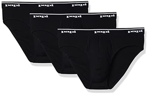 Papi Men's Cotton Low Rise Brief Pack of 3 Underwear, Black/Black/Black, Medium