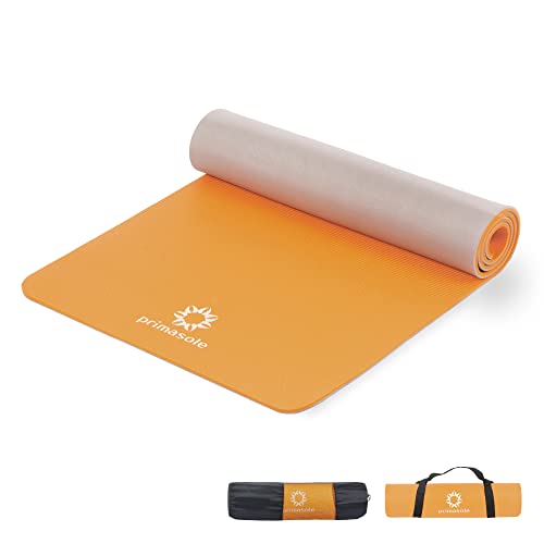 PRIMASOLE Yoga Mat Eco-Friendly Material 1/2'(10mm) Non-Slip Yoga Pilates Fitness at Home & Gym Twin Color Coral Red/Gray PSS91NH075A
