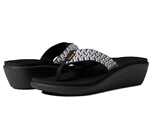 Teva Women's Voya Wedge Sandal, Paint Tracks Black/White, 9