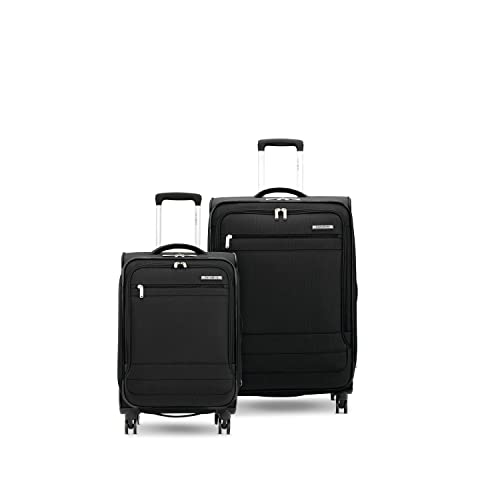 Samsonite Aspire DLX Softside Expandable Luggage with Spinners 2PC SET (Carry-on/Medium), Black, 2PC SET (Carry-on/Medium)