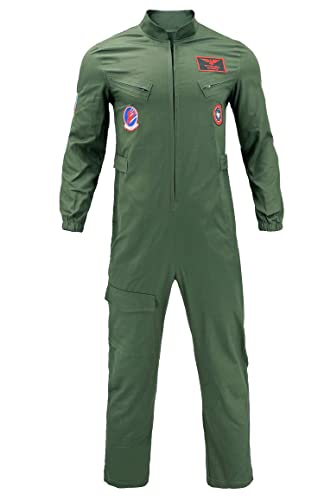 Sinkawa Jackets Maverick Flight Pilot Jumpsuit Halloween Cosplay Costume For Adult Mens-XL
