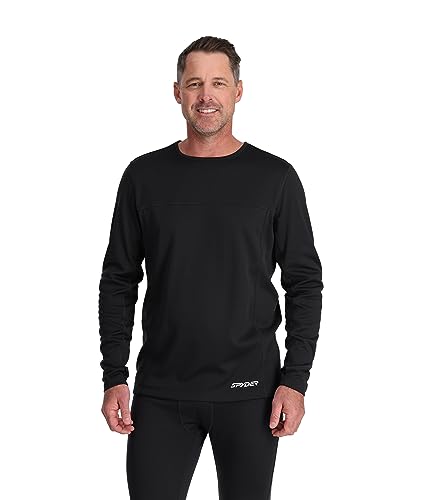 Spyder Men's Standard Charger Crew Baselayer Thermal Ski Top, Black