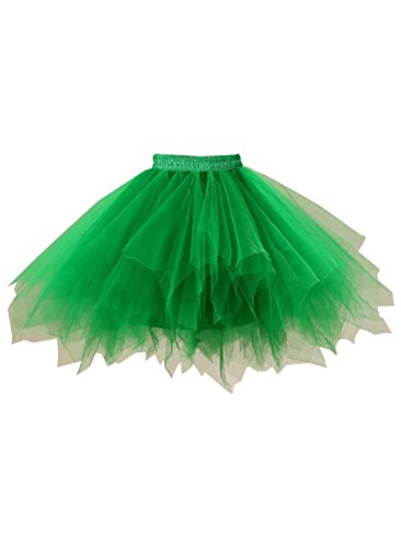 emondora Women's Tutu Skirt for Themed Party Tulle Petticoat Short Prom Dress Up Green Tutu for X-mas