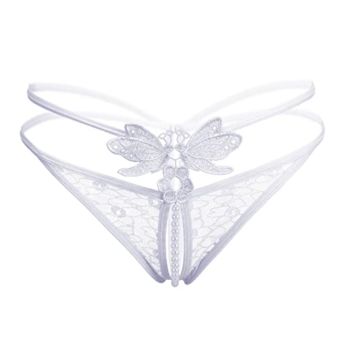 Zzalalana Women's G-string Thongs Sex Products for Couples Kinky Sex Accessories for Adults Couples Sex Stuff for Women Sex Pleasure Silk Pajama Gothic Punk Lingerie with Sex Handcuffs R470 White