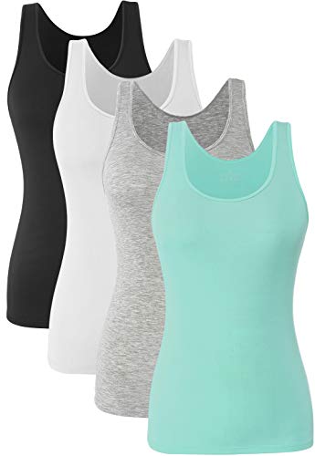Orrpally Basic Tank Tops for Women Undershirts Tanks Top Lightweight Camis Tank Tops 4-Pack Black White Gray Blue XL