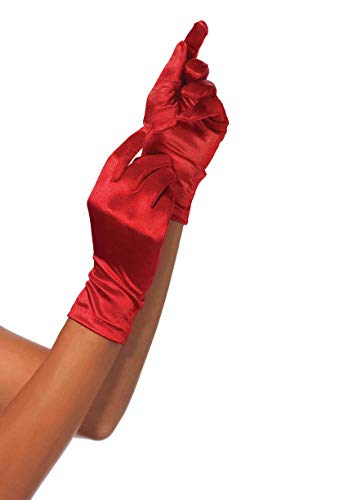 Leg Avenue Women's Satin Wrist Length Gloves, Red, One Size