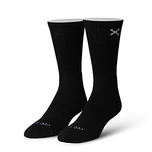 Odd Sox, Unisex, 3 Pack, Basix Crew Socks, Knit Cotton, Comfortable, Black