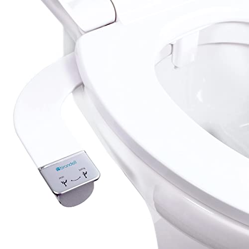 Brondell SS-250 SimpleSpa Thinline Essential Bidet Attachment for Toilet Seats with Adjustable Water Pressure, Side Arm Control, Thin Profile, Silver Knob (Dual Nozzle)