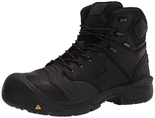 KEEN Utility Men's Portland 6” KBF Composite Toe Waterproof Work Boots Construction, Black/Black, 11 Wide