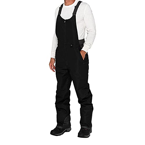 Men's Winter Snow Bibs, Waterproof Insulated Snowboard Overalls, Ripstop Windproof Ski Pants Black