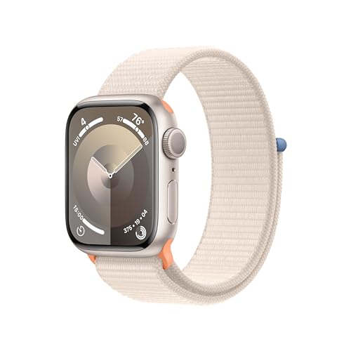 Apple Watch Series 9 [GPS 41mm] Smartwatch with Starlight Aluminum Case with Starlight Sport Loop. Fitness Tracker, Blood Oxygen & ECG Apps, Always-On Retina Display