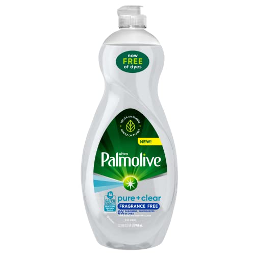 Palmolive Ultra Dishwashing Liquid Dish Soap, Pure + Clear Fragrance Free - 32.5 Fluid Ounce (Packaging may vary)
