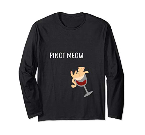 Cat In Wine Glass Shirt Pinot Meow Gift
