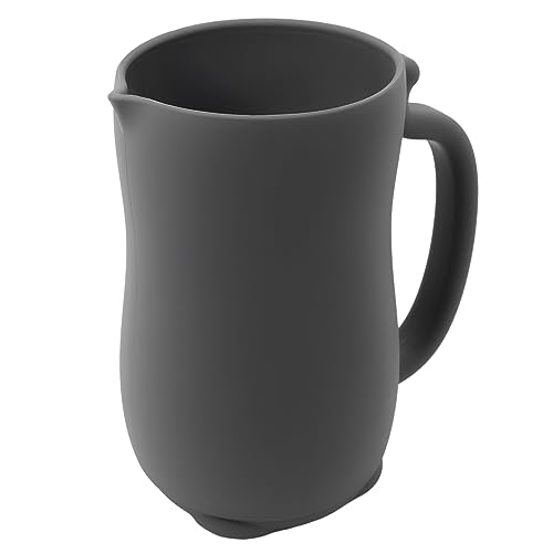 mandoo Baby Bath Rinse Cup - Food Grade Silicone - Shampoo & Body Washing Rinser Cup For Kids with Easy Grip Handle to Rinse Baby Shampoo and Soap - Baby Essentials (Dark Gray)