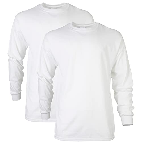 Gildan Men's Ultra Cotton Long Sleeve T-Shirt, Style G2400, Multipack, White (2-Pack), 3X-Large