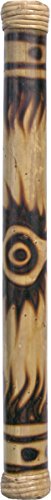 Bamboo Rainstick with Burnt Sun Design, 24 inches long