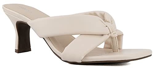 LONDON FOG Womens Louelle Dress Sandal Womens comfort Heeled Sandals NUDE size 8