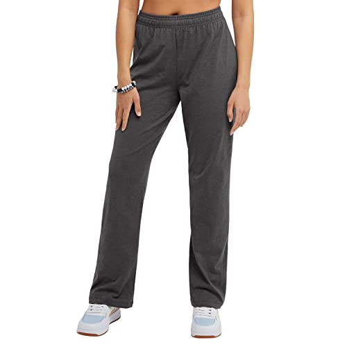 Champion, Jersey, Lightweight, Comfortable Lounge Pants for Women, 31.5', Granite Heather, Medium