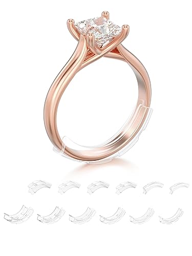TUZAMA Invisible Ring Sizer Adjuster for Loose Rings Women Men-12 Pack,12 Sizes for Different Band Widths,Jewelry Ring Size Adapter Reducer Spacer Jewelry Guards for Any Thin Wide Rings