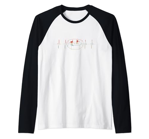 Gaga Bal Heartbeat Retro ECG EKG Raglan Baseball Tee