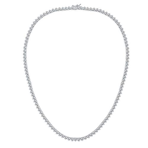 GMESME 18K White Gold Plated Cubic Zirconia Classic Tennis Necklace (18inch)