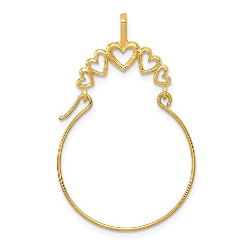 JewelryWeb 14k Yellow Gold Polished 5 Heart Charm holder Pendant - Ring Holder Pendant for women - Gifts for Mom Grandma - Mother's day Gift