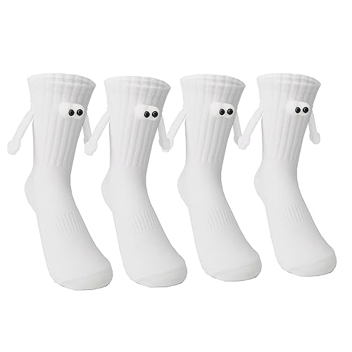 Keauexp Hand Holding Socks Magnetic In Hands That Hold Funny Men Couple For Women, White Novelty Boys Girls Friendship Couples Bestie Gift (2 Pairs White)